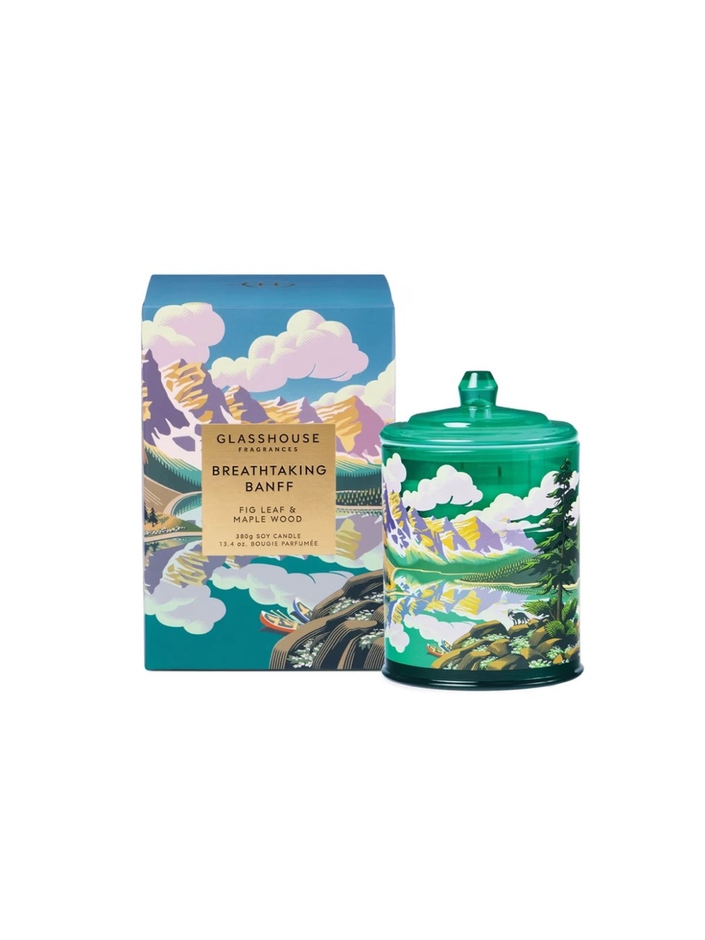 Glasshouse Breathtaking Banff Fig Leaf & Maple Wood Scented Candle - NIB